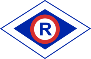 LItera R w rombie-symbol ruchu drogowego.
