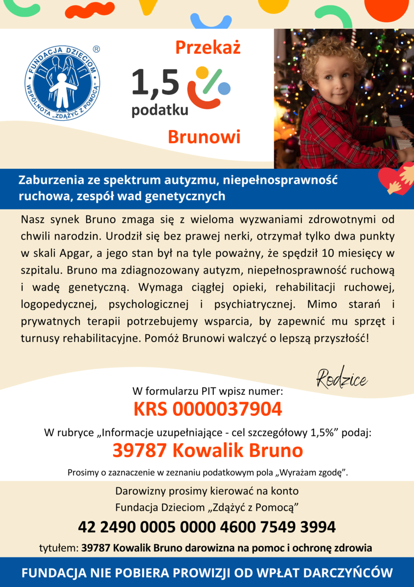 Ulotka do przekazania 1,5 procenta podatku