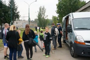 Smoczyca Klara na dniu otwartym w będzińskiej zajezdni tramwajowej