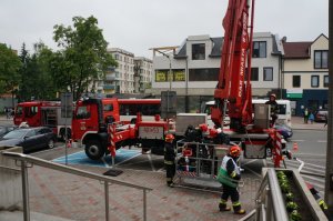 Pożar w będzińskiej komendzie - ćwiczenia służb ratowniczych