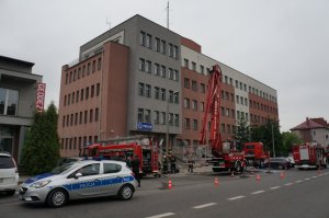 Pożar w będzińskiej komendzie - ćwiczenia służb ratowniczych