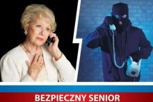 Oszust rozmawia przez telefon z seniorką