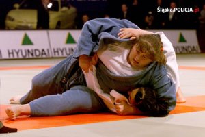 Beata Maksymow-Wendt w trakcie walki judo na macie