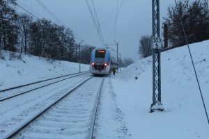 Pociąg stojący na torowisku