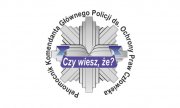 Gwiazda policyjna, w środku napis&quot; Czy wiesz, że?&quot;