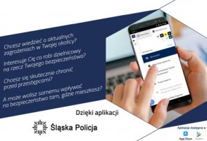 Część plakatu promujący aplikację Śląska Policja&quot;