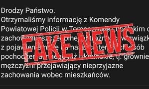 napis fake news w kolorze czerwonym w tle białe napisy na czarnym tle