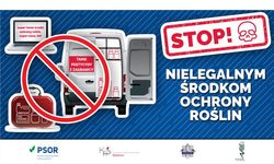 baner z napisem Stop nielegalnym środkom ochrony roślin