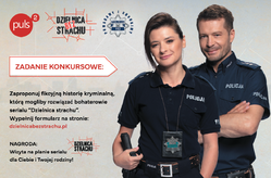 Plakat reklamujący konkurs z bohaterami serialu