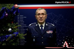 Grafika przedstawiająca Komendanta Wojewódzkiego Policji w Katowicach.