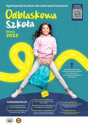 Fragment grafiki przedstawiającej plakat dotyczący konkursu odblaskowa szkoła.