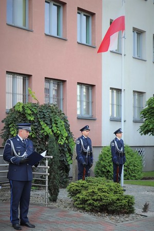 Na zdjęciu przemawiający Komendant Powiatowy Policji w Będzinie inspektor Marcin Lemański.