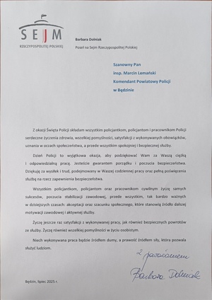 Życzenia z okazji Święta Policji.