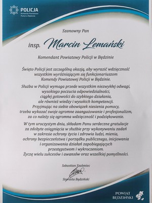 Życzenia z okazji Święta Policji.