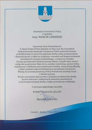 Życzenia z okazji Święta Policji.