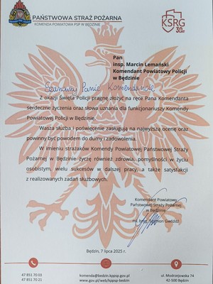 Życzenia z okazji Święta Policji.