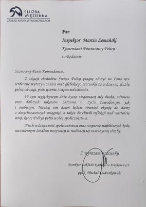Życzenia z okazji Święta Policji.