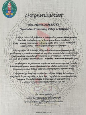 Życzenia z okazji Święta Policji.