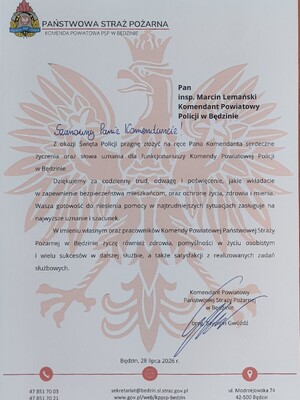 Życzenia od szefów służb mundurowych.