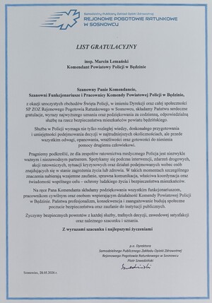 Życzenia od przedstawicieli instytucji współpracujących z Policji.